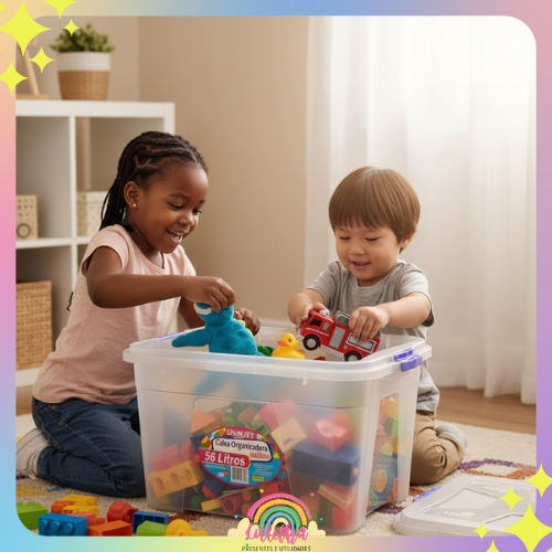 Caixa Organizadora Multiuso Transparente 56 Litros