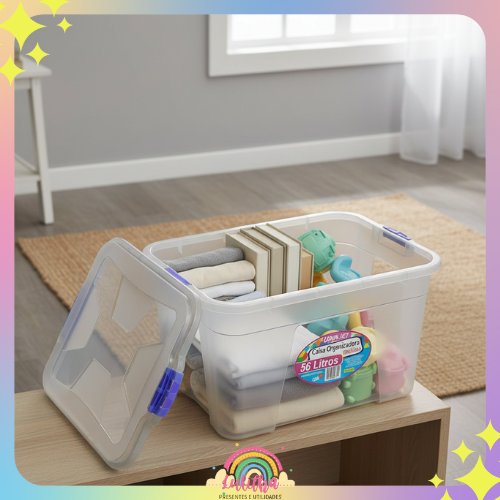 Caixa Organizadora Multiuso Transparente 56 Litros